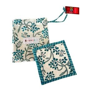 NWT Furbish Sanibel Blue & White Coasters Set of 4 Hand Block Print